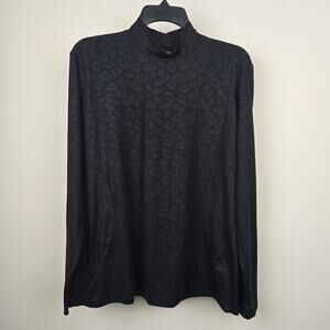 JOCKEY Thermals Long Sleeve Modal Top XL Base Layer Mock Neck Black Leopard